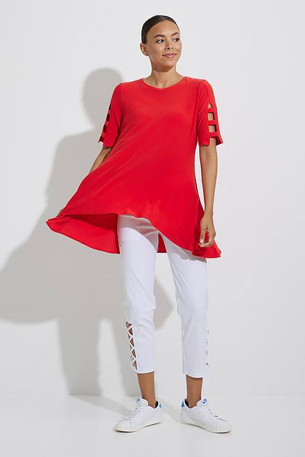 Joseph Ribkoff Cut-Out Sleeve Top Style 222079. Lacquer Red. 5