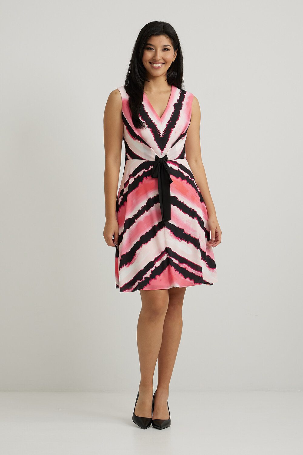 Joseph Ribkoff Abstract Print Dress Style 222104. Pink/black