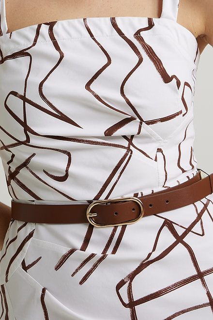 Joseph Ribkoff Abstract Shift Dress Style 222106. Vanilla/brown. 4