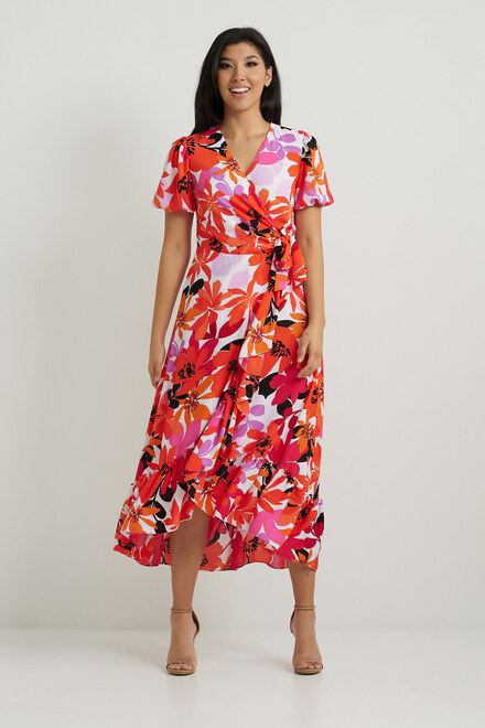 Joseph Ribkoff Floral Wrap Dress Style 222109. Vanilla/multi