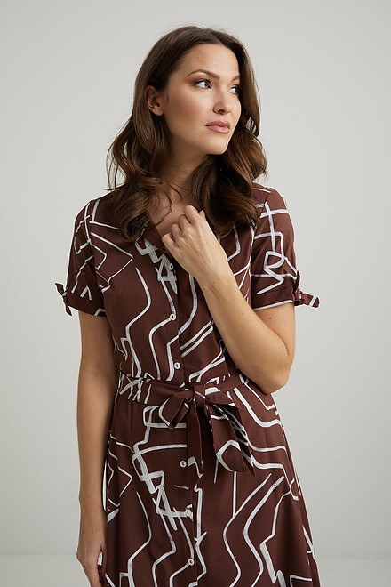 Joseph Ribkoff Abstract Print Shirt Dress Style 222111. Brown/vanilla. 3
