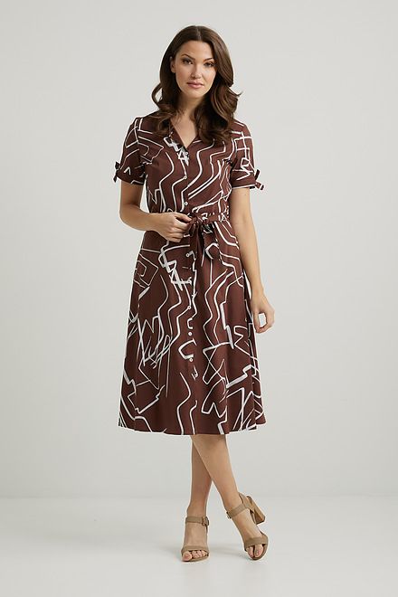 Joseph Ribkoff Abstract Print Shirt Dress Style 222111. Brown/vanilla. 5