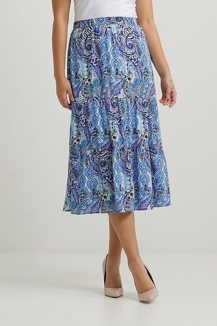 Joseph Ribkoff Paisley Georgette Skirt Style 222128. Blue/Multi