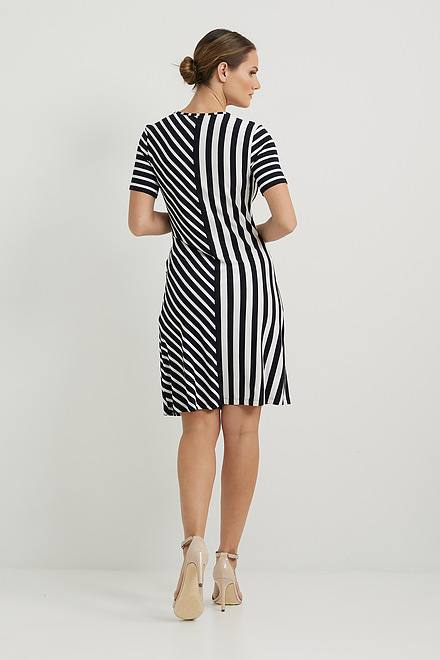 Joseph Ribkoff Mixed Stripe Dress Style 222139. Midnight Blue/white. 2