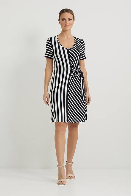 Joseph Ribkoff Mixed Stripe Dress Style 222139. Midnight Blue/white. 5