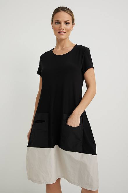 Joseph Ribkoff Colour-Blocked Dress Style 222154. Black/moonstone. 3