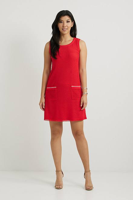 Joseph Ribkoff Mesh Overlay Dress Style 222163. Lacquer red