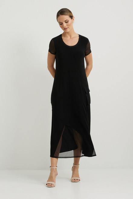 Joseph Ribkoff Mesh Sleeve Dress Style 222167. Black