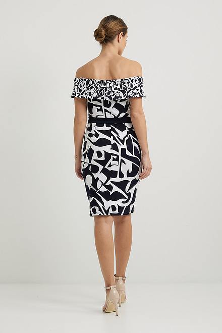 Joseph Ribkoff Off-Shoulder Geometric Print Dress Style 222192. Vanilla/midnight Blue. 2