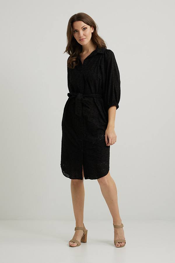 Joseph Ribkoff Lace Shirt Dress Style 222193. Black