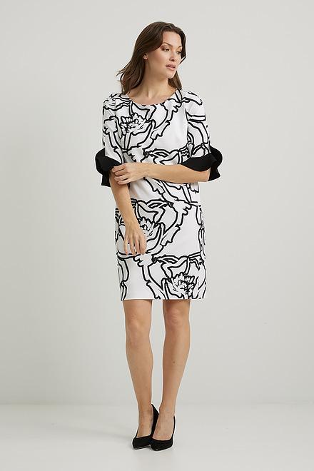 Joseph Ribkoff Abstract Ruffle Detail Dress Style 222196. Vanilla/black