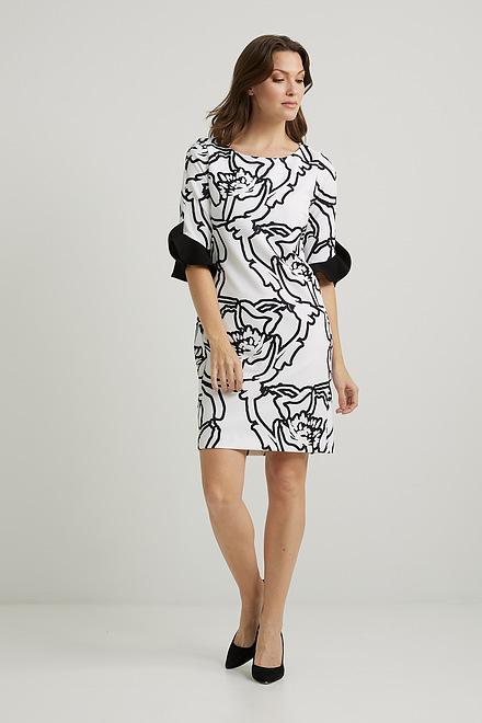 Joseph Ribkoff Abstract Ruffle Detail Dress Style 222196. Vanilla/black. 5