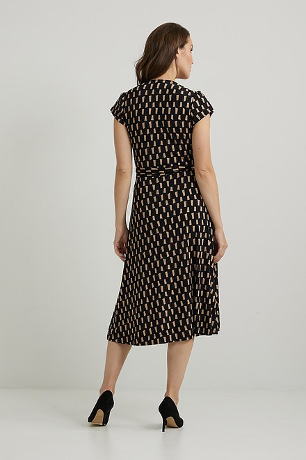 Joseph Ribkoff Wrap Front Dress Style 222202. Black/beige. 2