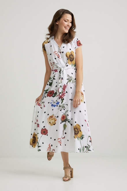 Joseph Ribkoff Floral Fit &amp; Flare Dress Style 222216. Vanilla/multi