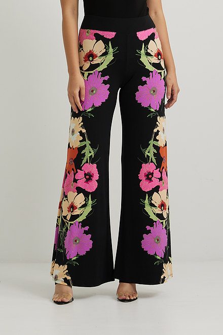Joseph Ribkoff Floral Wide Leg Pants Style 222273. Black/Multi