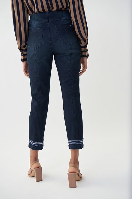 Joseph Ribkoff Embellished Hem Pants Style 222923. Dark Denim Blue. 4