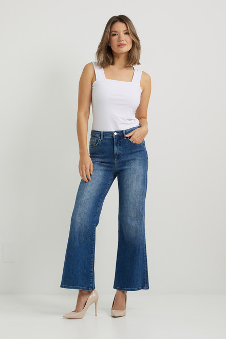 Joseph Ribkoff Jeans &agrave; jambe large mod&egrave;le 222927. Bleu Moyen Denim