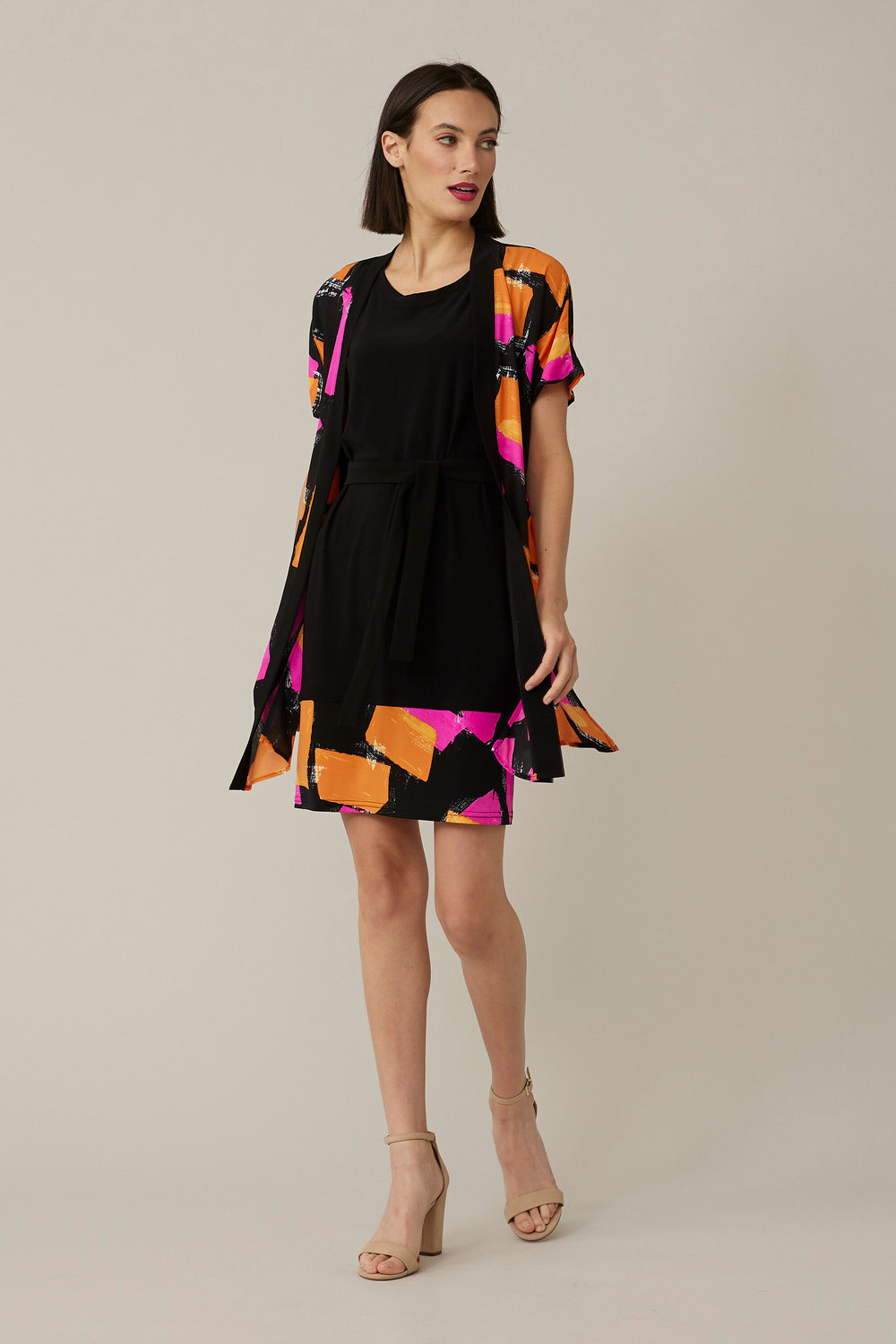 Joseph Ribkoff Multi-Coloured Dress Style 221059. Black/multi