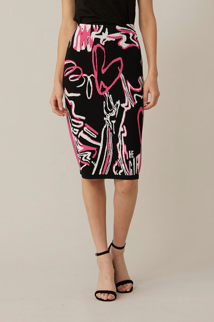Joseph Ribkoff Skirt Style 221914. Black/vanilla/raspberry Sorbet