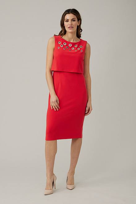 Joseph Ribkoff Grommet Detail Dress Style 221061. Lacquer Red