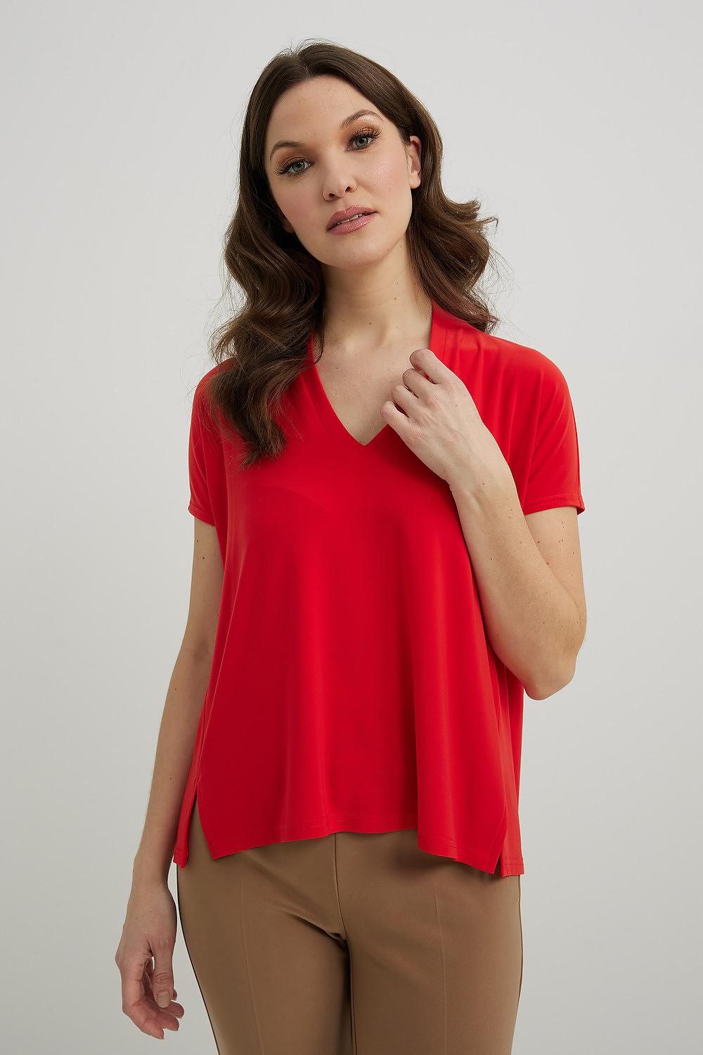 Joseph Ribkoff Loose Fit Top Style 222077. Lacquer Red
