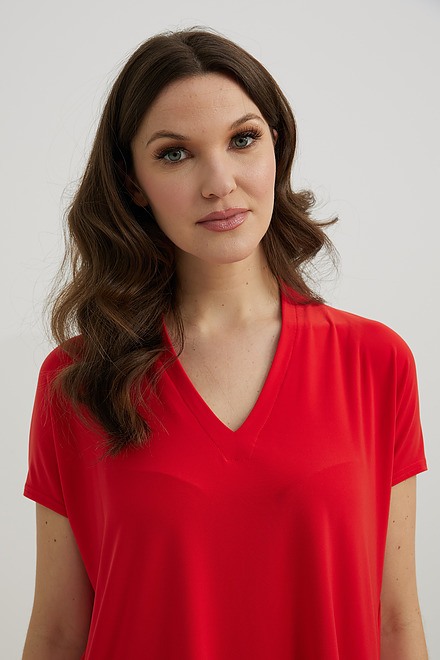 Joseph Ribkoff Loose Fit Top Style 222077. Lacquer Red. 3