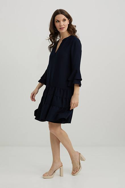 Joseph Ribkoff Tiered Dress Style 221203. Midnight Blue 40. 5