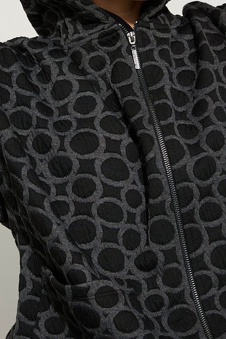 Joseph Ribkoff Zip-Up Jacket Style 223002. Black/grey. 3