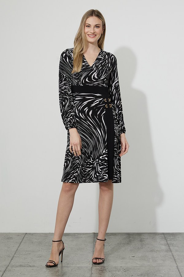 Joseph Ribkoff Animal Print Dress Style 223033. Black/vanilla