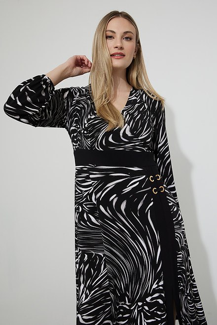 Joseph Ribkoff Animal Print Dress Style 223033. Black/vanilla. 3