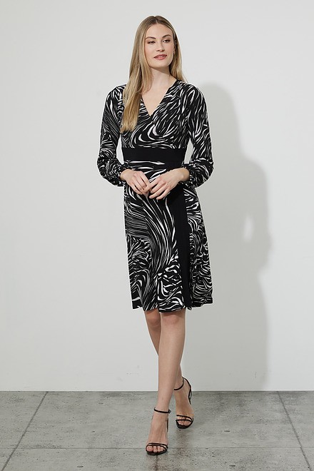 Joseph Ribkoff Animal Print Dress Style 223033. Black/vanilla. 5