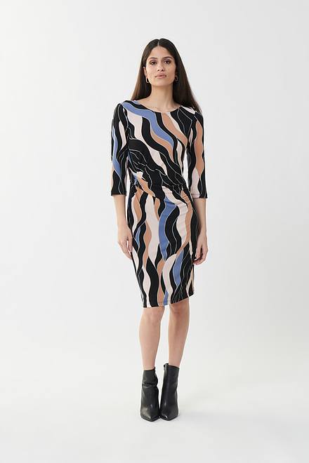 Joseph Ribkoff Abstract Motif Dress Style 223058. Black/multi. 2