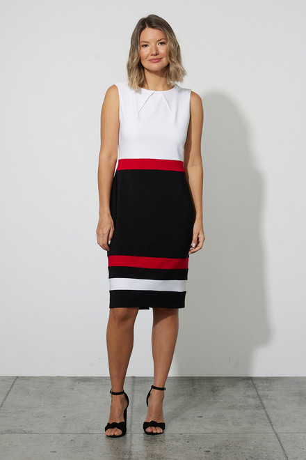 Joseph Ribkoff Colour-Blocked Dress Style 223060. Black/vanilla/lipstick Red