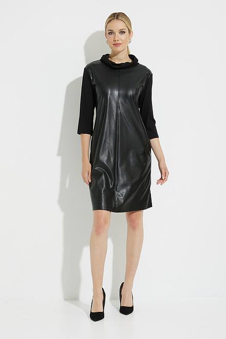 Joseph Ribkoff Leatherette Dress Style 223061. Black. 5