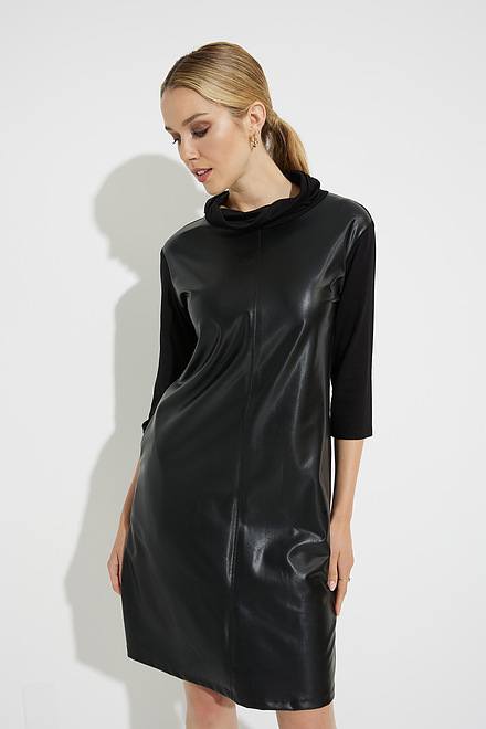 Joseph Ribkoff Leatherette Dress Style 223061. Black. 3