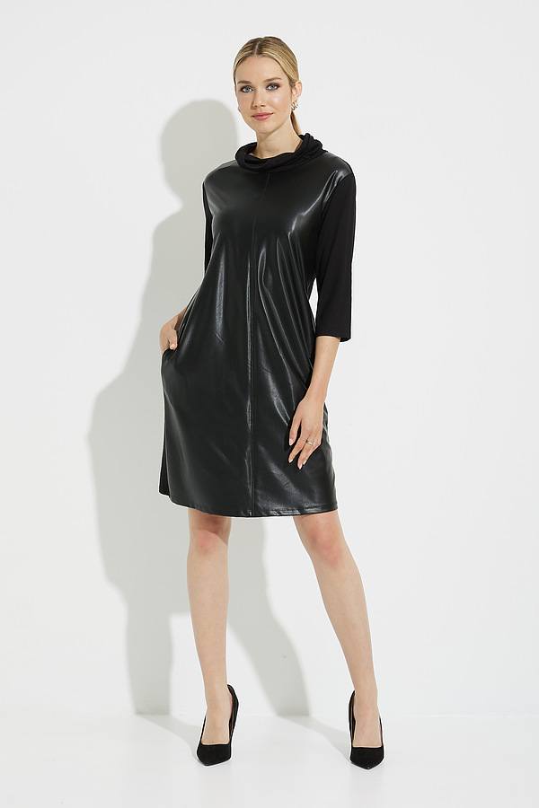 Joseph Ribkoff Leatherette Dress Style 223061. Black