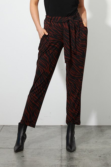 Joseph Ribkoff Belted Waist Animal Pants Style 223078. Black/brown. 2
