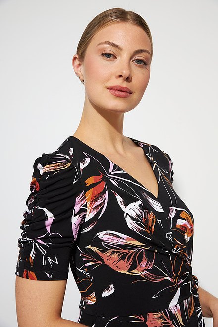 Joseph Ribkoff Floral Motif Dress Style  223086. Black/multi. 4
