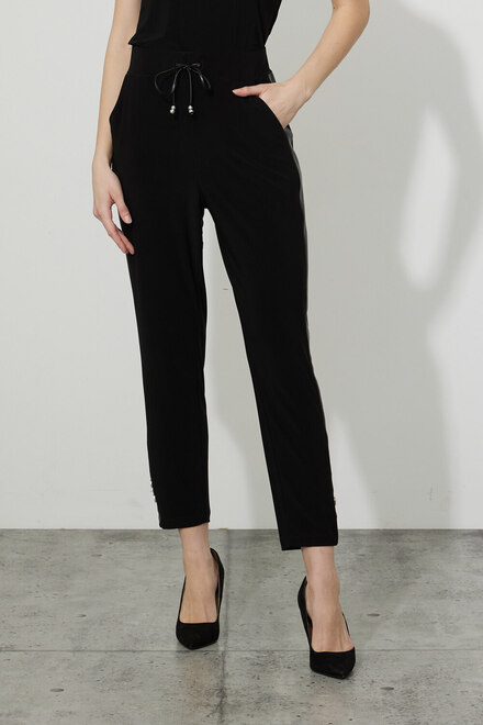 Joseph Ribkoff Faux Leather Trim Pants Style 223092. Black