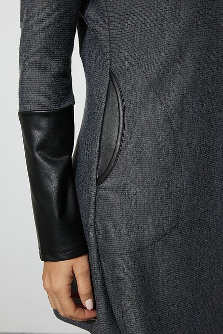 Joseph Ribkoff Shawl Collar Tunic Style  223109. Grey Melange/black. 4
