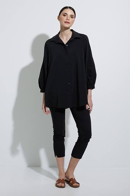 Joseph Ribkoff Puff Sleeve Blouse Style 223113. Black. 5