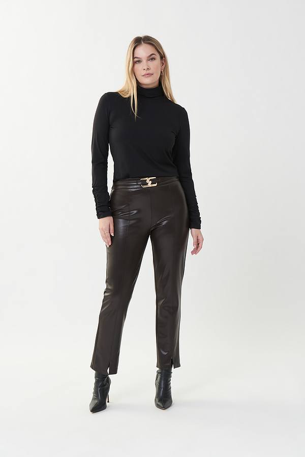 Joseph Ribkoff Faux Leather Pants Style  223131. Mocha