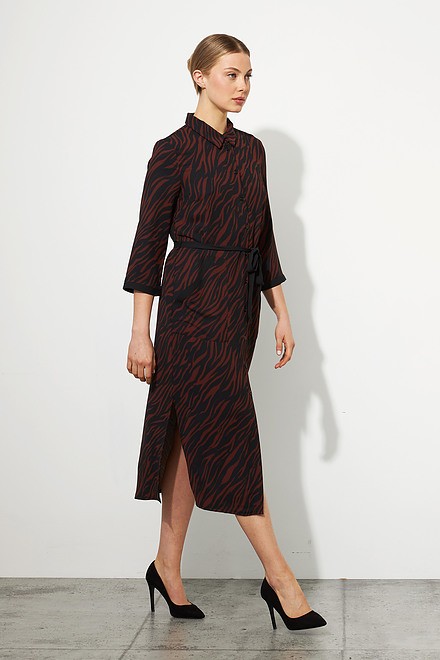 Joseph Ribkoff Animal Print Shirt Dress Style 223133. Black/brown. 2