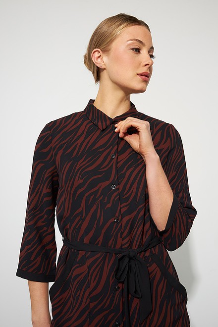 Joseph Ribkoff Animal Print Shirt Dress Style 223133. Black/brown. 4