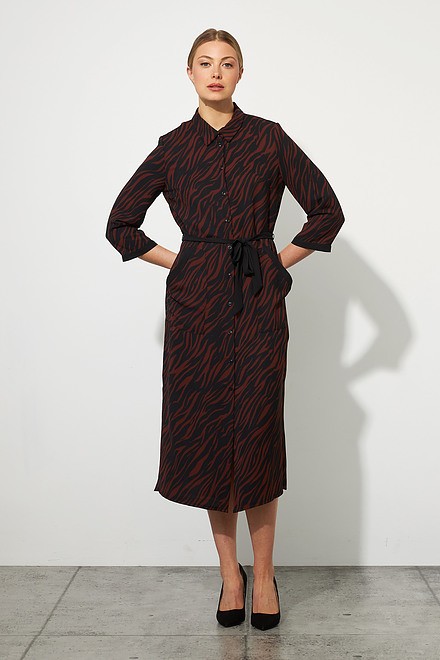 Joseph Ribkoff Animal Print Shirt Dress Style 223133. Black/brown. 6