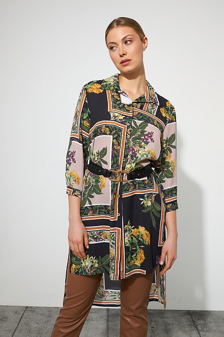 Joseph Ribkoff Robe blouse &agrave; motifs fleuris et ceinture Mod&egrave;le 223139. Noir/multi. 3