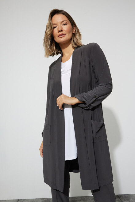 Joseph Ribkoff Open Front Cover-Up Style 223145. Slate