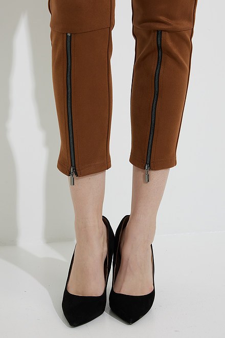 Joseph Ribkoff Faux Suede Pant Style 223181. Brown. 4