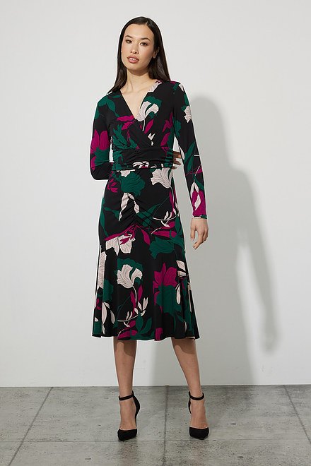 Joseph Ribkoff Floral Wrap Dress Style  223190. Black/multi. 5