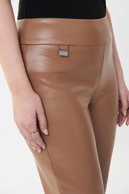 Joseph Ribkoff Faux Leather Pants Style 223196. Nutmeg. 3